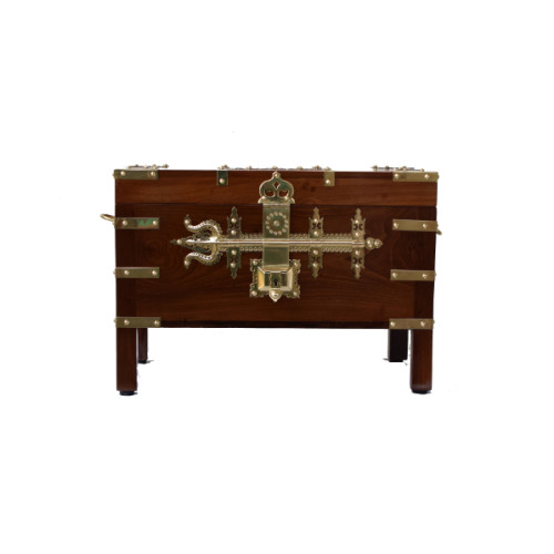 Teak wood Kerala Traditional Rice box with brass inlay and Kerala traditional locking system Size 