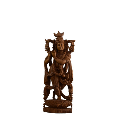 TEAK WOOD KRISHNA 18 INCH HIGHT 7 INCH WIDTH 3.5 INCH DEPTH ARTIST SHYAM