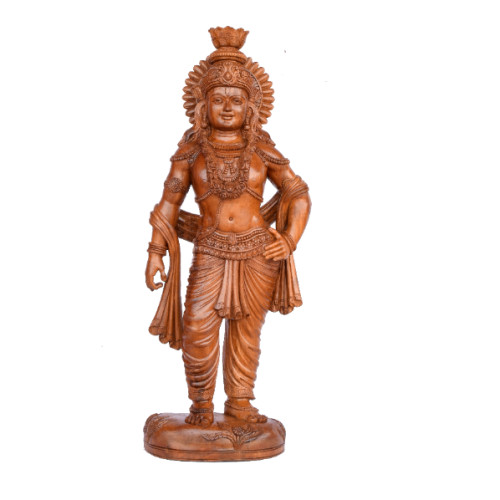 TEAK WOOD KRISHNA 23 INCH (H ) X 8  INCH (W) X 5 INCH (D) ARIST MR. RANJITH FOR RAHUL HANDICRAFTS
