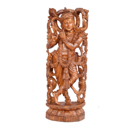 TEAK WOOD KRISHNA 23 INCH HEIGHT X 8 INCH WIDTH X 4 INCH DEPTH 