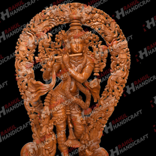 TEAK WOOD KRISHNA 42 INCH INCLUDING BASE CURVED BY SADEESH 
