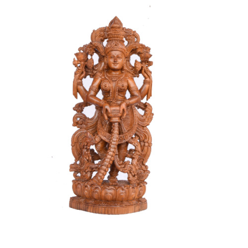 Teak wood  Lakshmi 20  inch height X 9 inch width X 4.5  inch Depth unique art of Rahul Handicraft