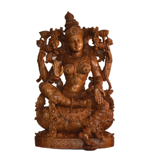 TEAK WOOD LAKSHMI 24 INCH  (H) X 15 INCH (W) X 8 INCH (D) CURVED BY MR SADASHIVAN