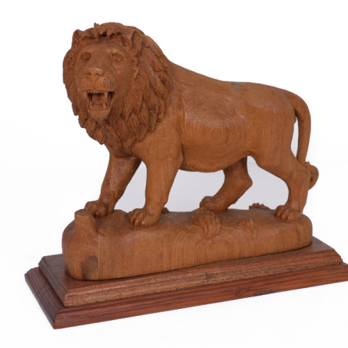 Teak wood Lion 12 inch of size 