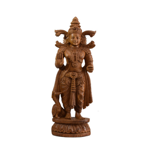 TEAK WOOD MURUGAN (KARTIKAYAN) 19 INCH HEIGHT 7 INCH WIDTH 3.5 INCH DEPTH ARTIST SHYAM