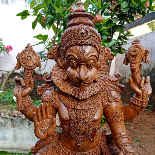 Teak wood Narasimha (God Vishu) 21 inch (height) X 15 inch Width X 8 inch Depth unique art work by Rahul Handicrft artist Venu
