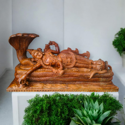 Teak wood Padmanbha statue 