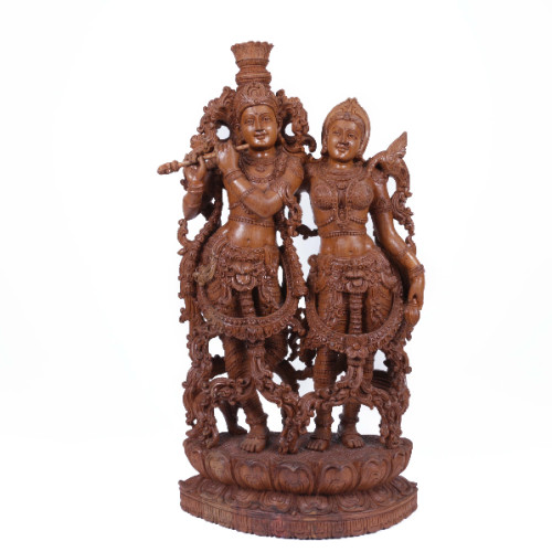 Teak wood Radha Krishna 24.5 inch 