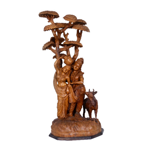 Teak Wood Radha Krishna 