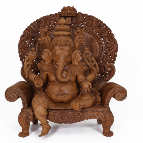 Teak wood Royal Chair Gaensh 24 inch 