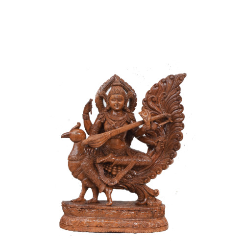 Teak Wood Sarswathi 20 inch (H) X 17 INCH (W) X 5 INCH (D) CURVED BY VIJAYAN 