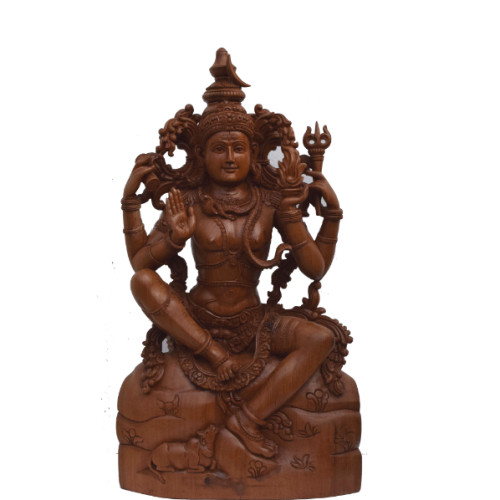 Teak wood Shiva statue 26 inch hand carved 