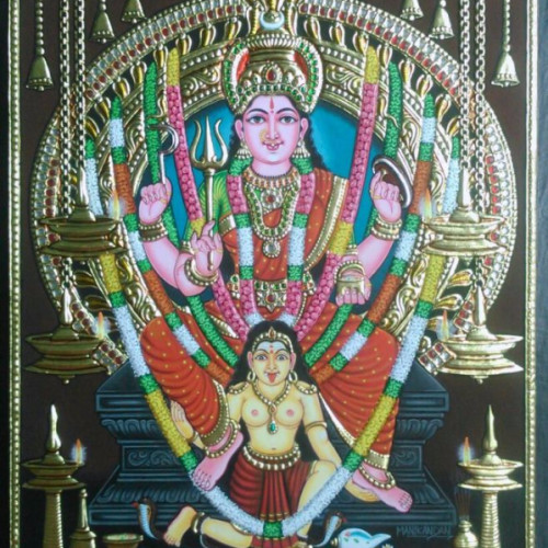 Thanjavor Painting Attukal Davi 18 inch X 14 inch 