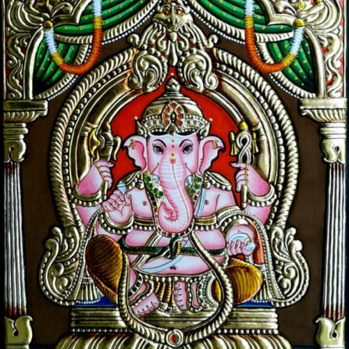 Thanjavor Painting Ganesh 12 inch X 10 inch 