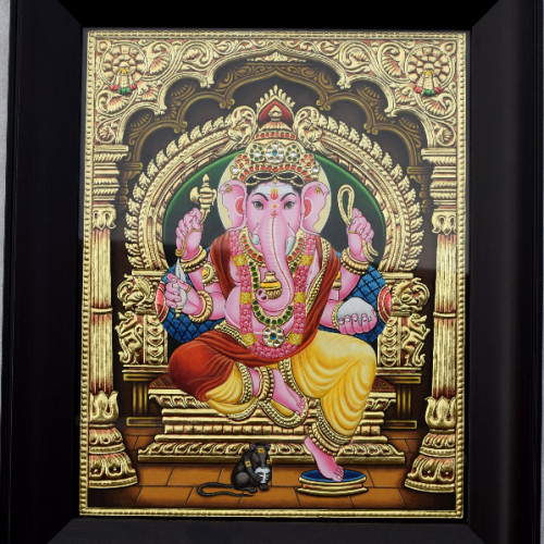 Thanjavor Painting Ganesh  12 x15 inch woth out frame 18 x 16 inch with frame