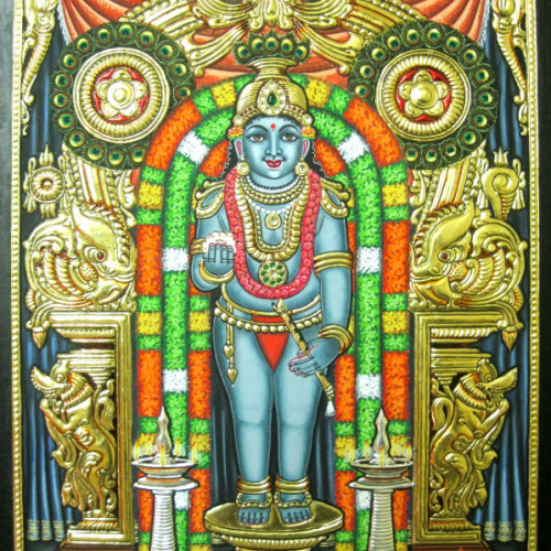 Thanjavor Painting Guruvayoorappan 18 inch X 14 inch