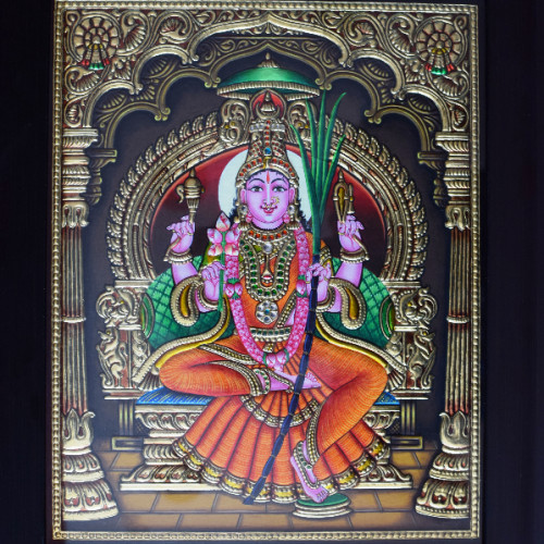 Thanjavor Painting Rajarajeswari 12 x15 inch woth out frame 18 x 16 inch with frame
