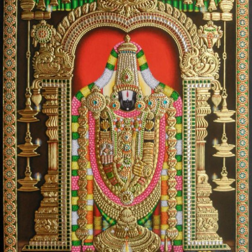 Thanjavor Painting Thiruppathi Balaji  18 inch X 14 inch 