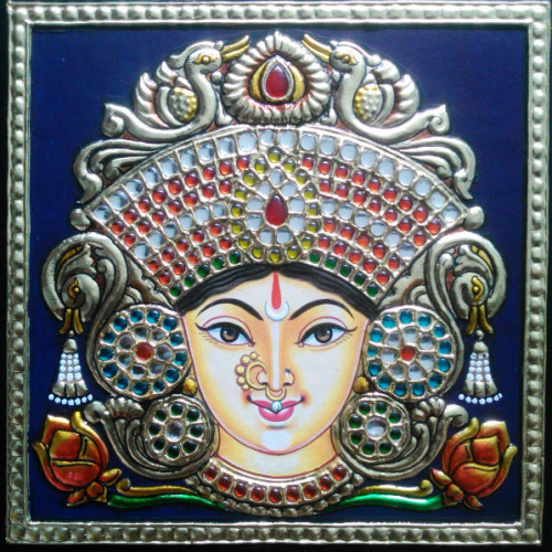 Thanjavur painting Durga 6 inch x 6 inch