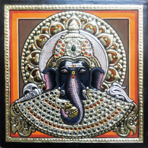 Thanjavur painting Ganesh 6 inch X 6 inch