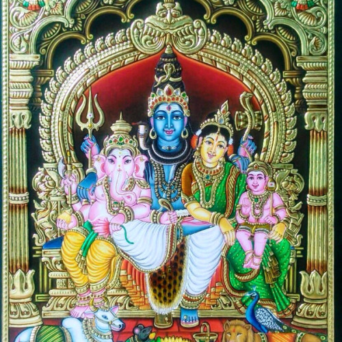 Thanjavur painting Shiva Parwathi 18 inch X 14 inch