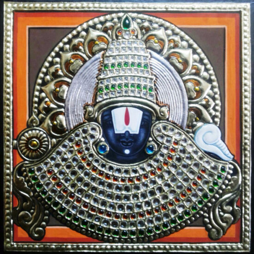  Thanjavur painting Thiruppathi Balaji 6inch X 6 inch 