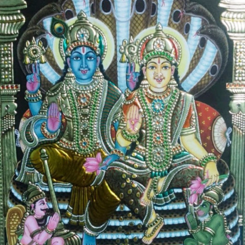Thanjavur painting vishnu & Lexmi