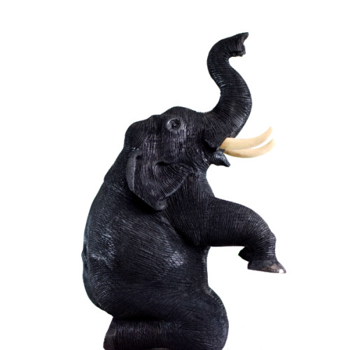 WAGA WOOD ELEPHANT TRUNK UP SITTING 14 INCH 