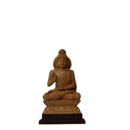 White wood Buddha 12 inch (H) X 8 inch (W) X 4 inch (D)