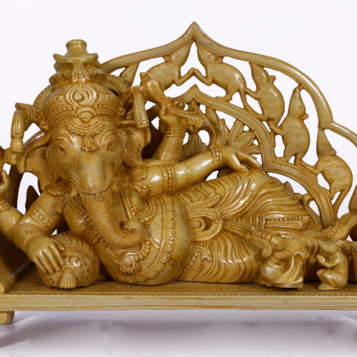 White wood Chair Ganesh 14 inch 