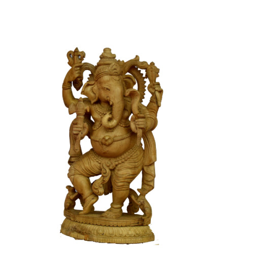 White Wood Dancing Ganesh 16 inch Height X 8 inch Width X 5 inch Depth 