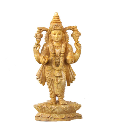 White wood Dhanvantari 18 inch height x 6 inch width x 4 inch depth 