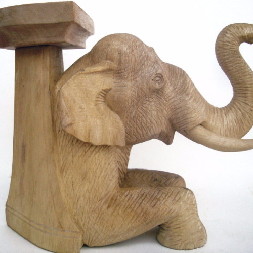 White wood Elephant head 8 inch 