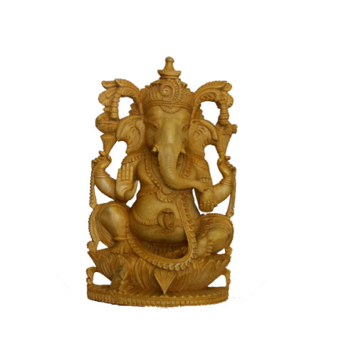 White wood Ganesh 14 inch height X 9 inch Width X 4 inch Depth 