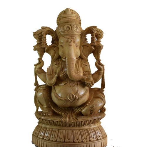 WHITE WOOD GANESH 15.5 INCH 