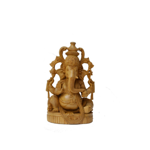 White wood Ganesh  16 inch (H) x 10 inch (w) X 4.25 inch (D)