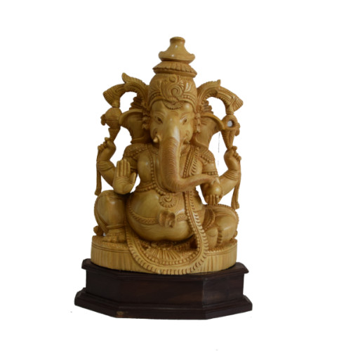 White wood Ganesh 16 inch 
