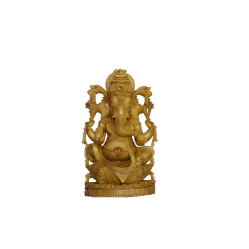 White wood Ganesh 20 inch  height X 12 inch Width X 6 inch Depth Rahul Handicraft created. 
