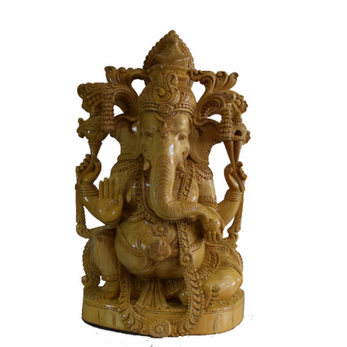WHITE WOOD GANESH 22 INCH HEIGHT X 13 INCH WIDTH X 8 INCH DEPTH 