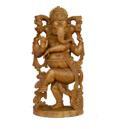 White wood Ganesh 24 inch Height X 12 inch width X 6 inch Depth Created by Rahul Handicraft