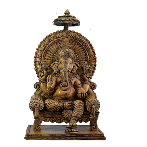 WHITE WOOD GANESH ANTIQUE FINISH HEIGHT 48 INCH 28 INCH WIDTH 18 INCH DEPTH ARTIST SASI 