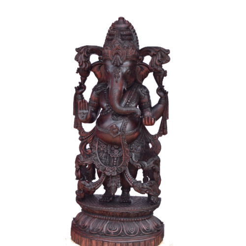 White wood ganesh with rose wood finishing 32 inch (height) X 15 inch (width) X 8 inch (depth) 