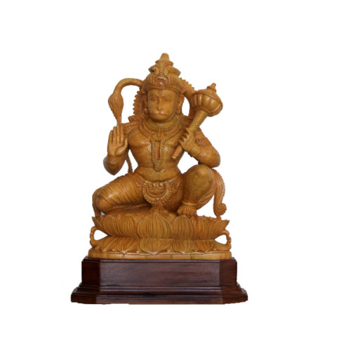 White wood Hanuman 16 inch height X 12 inch width X 5 inch Depth Created by Rahul Handicraft