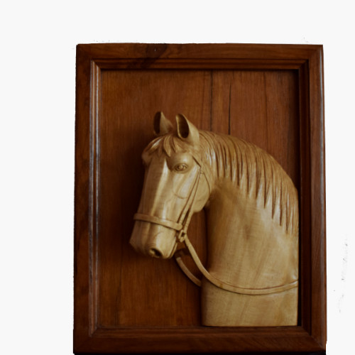 white wood horse head wall hanging 16 inch (height) X 13 inch (width) 