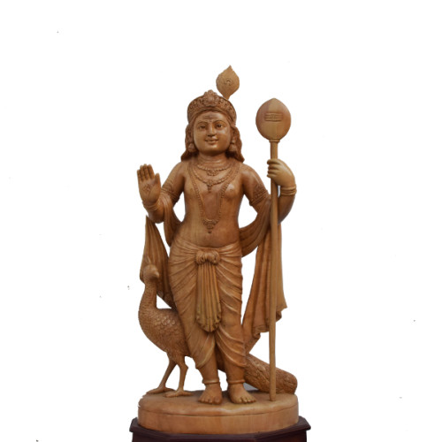 White wood Karthikayan 28 inch full handmade craft