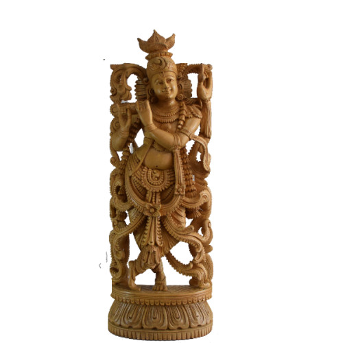 WHITE WOOD KRISHNA 22 INCH UNIQE ART WORK CREATED BY SHYAM 
