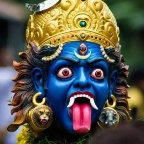 White wood Kummattikali face mask 30 inch Sree Durga for wall hanging with special color used the art work created by Ramachandran