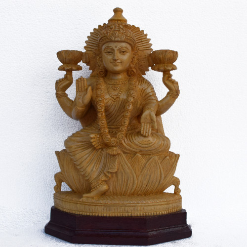 White wood Lakshmi 12 inch  statue 