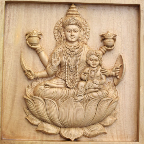 WHITE WOOD LAKSHMI 12 X 12 INCH SANTANA LAKSHMI