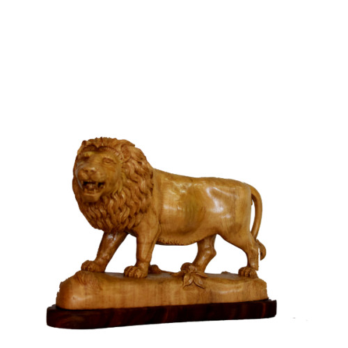 White wood Lion 8 inch height X 11 inch width X 4 inch depth Unique art of Rahul Handicraft